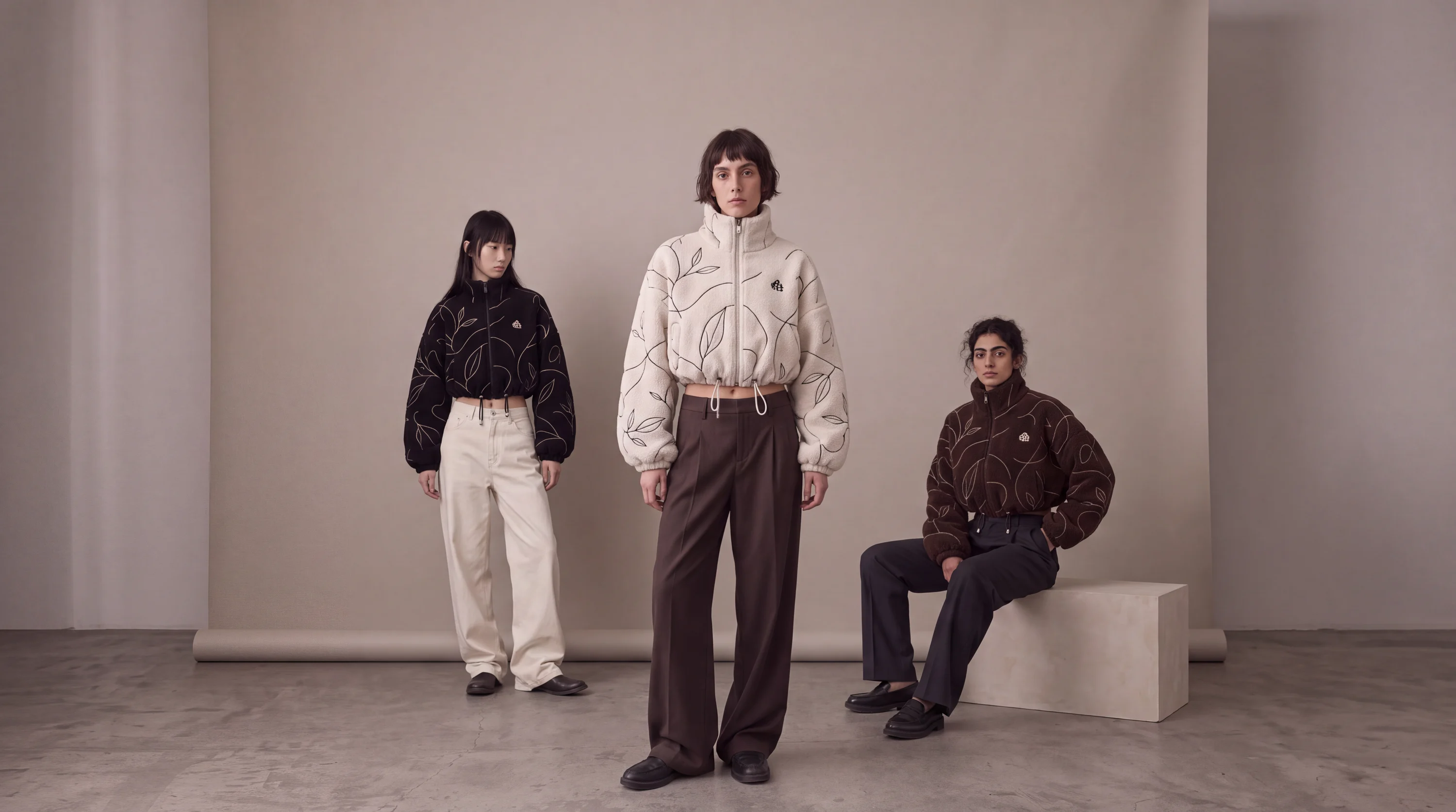 Assis Clo Cropped Line Fleece campaign — women