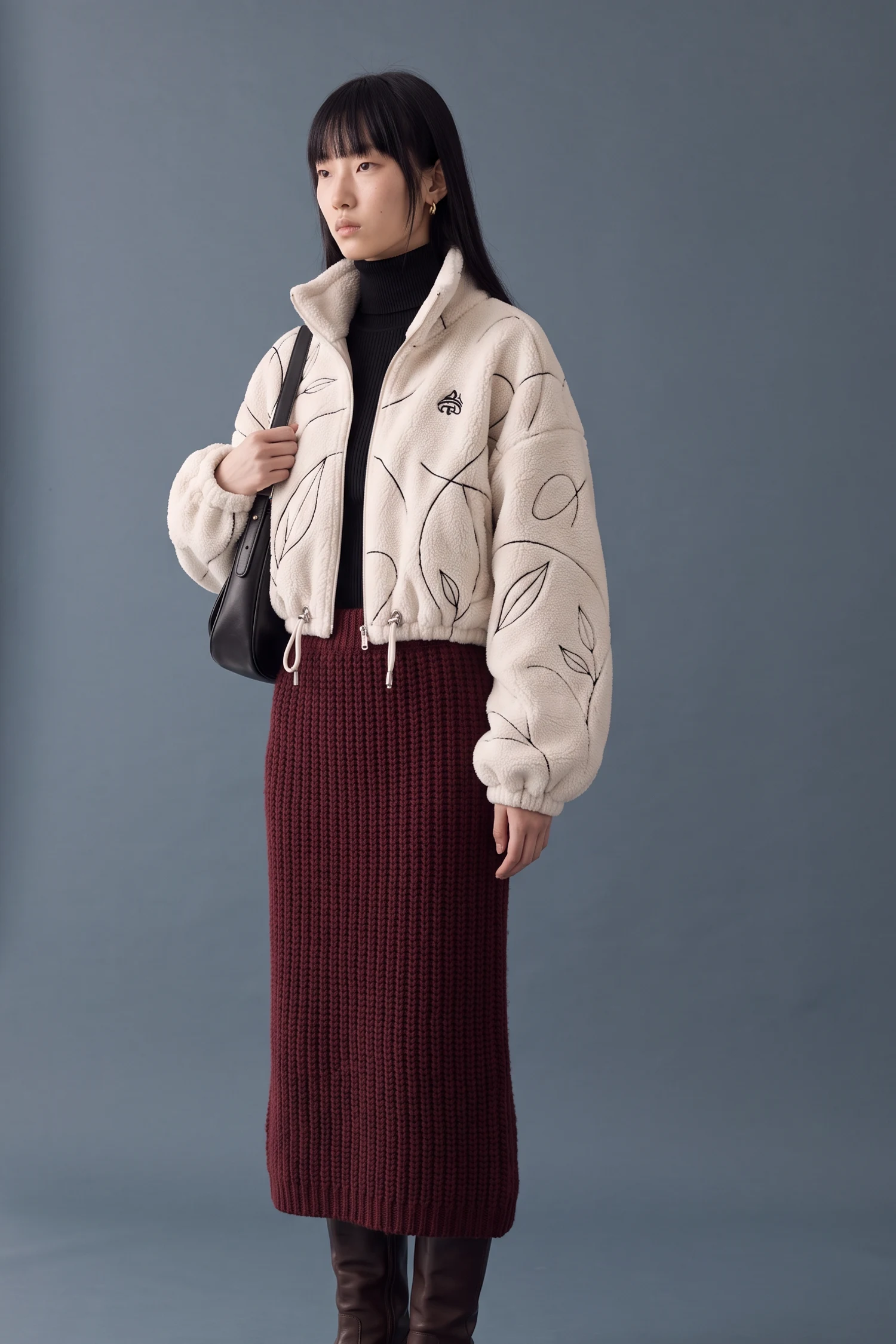 Cinched, with a knit maxi