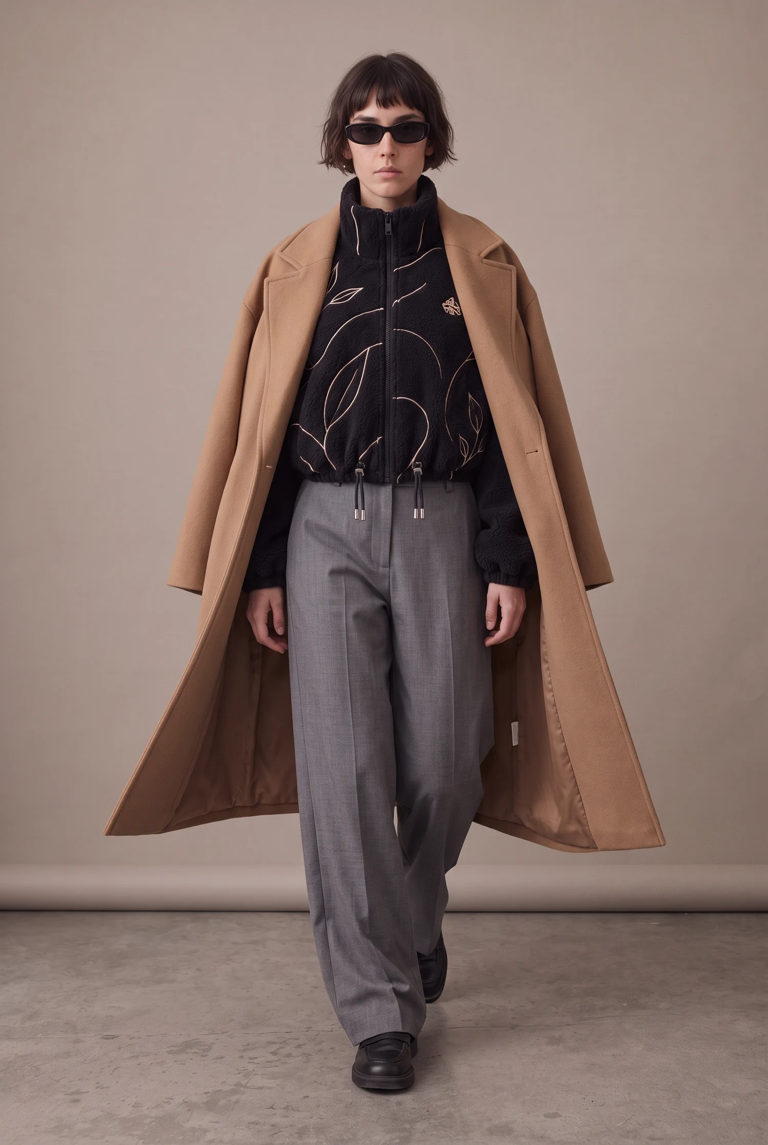 Under a camel coat