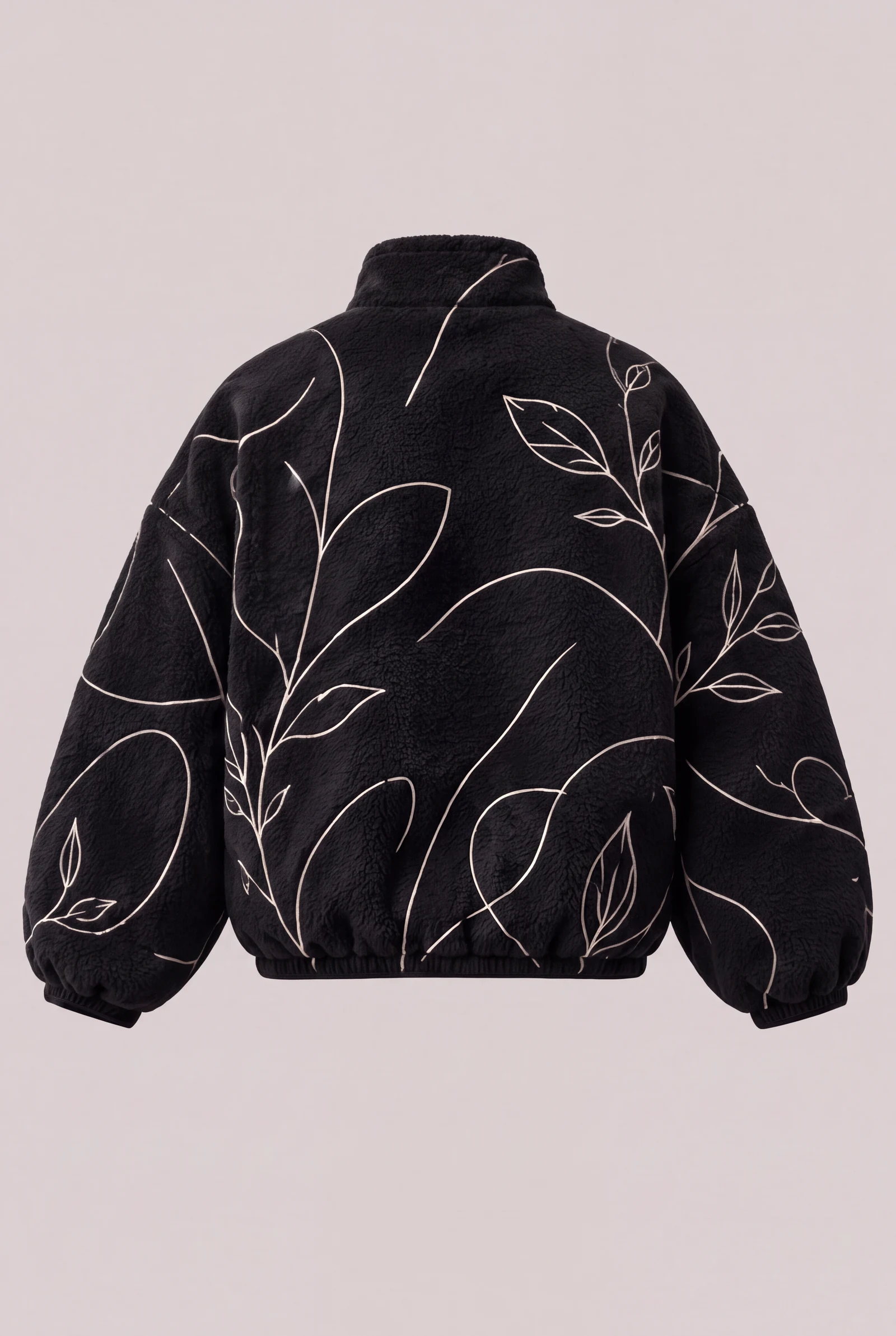 Line Fleece Jacket — Black / Ivory, image 4