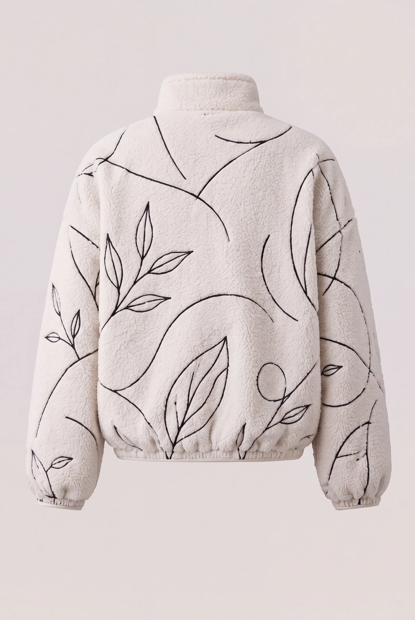 Line Fleece Jacket — Ivory / Black, image 4