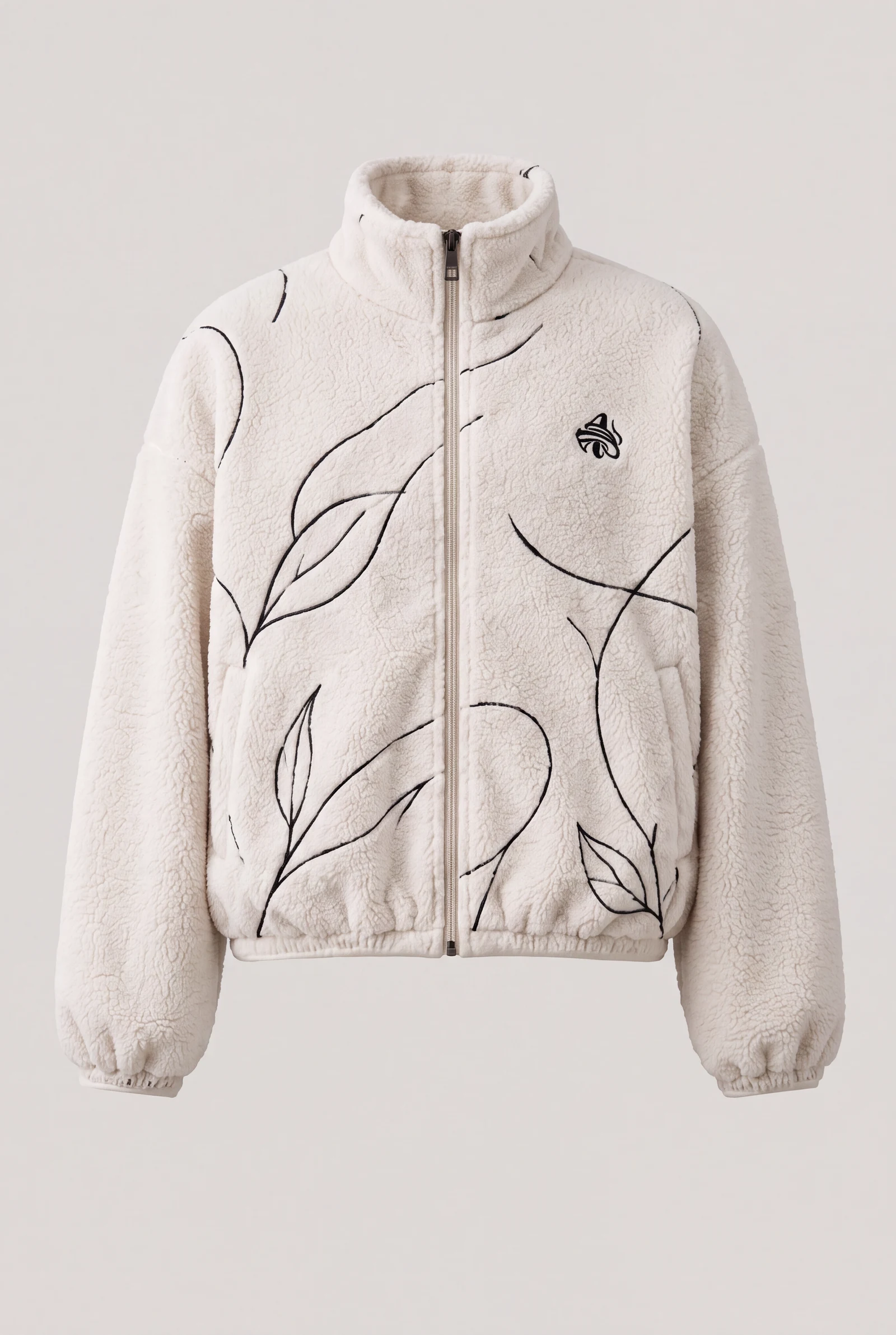 Line Fleece Jacket — Ivory / Black, image 3